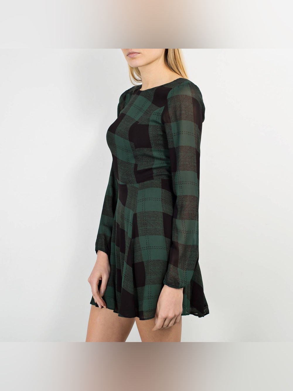 Reformation green and black plaid mini dress